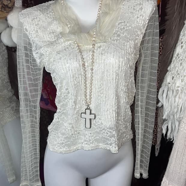 y2k 로맨틱 엔틱 셔링 블라우스