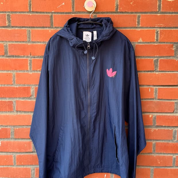 아디다스 네이비 핑크 로고 바람막이