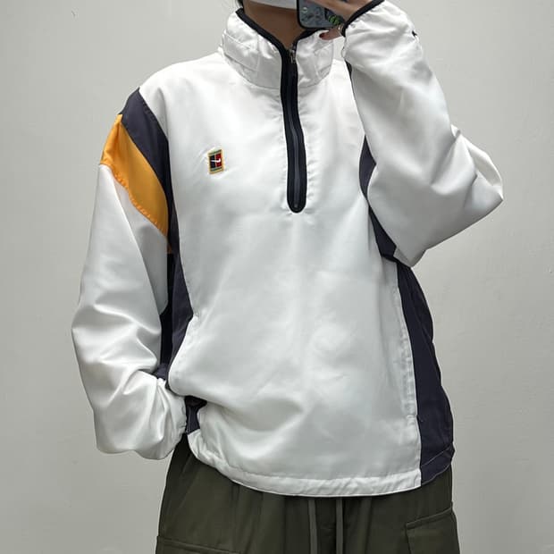 나이키 테니스 아노락 배색 화이트 L [041604]