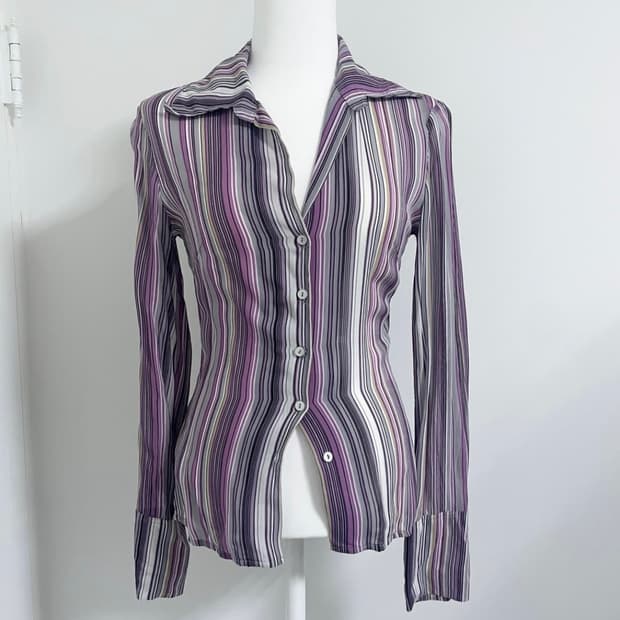 스트라이프 셔츠 퍼플
