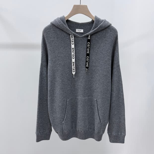 [S+급/M] 셀린느 캐시미어 스트링 로고 후드티 그레이
