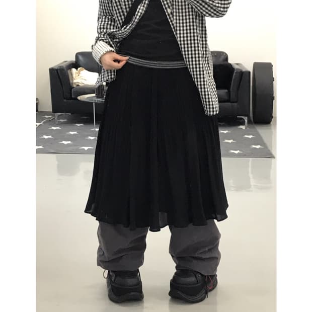 Jpn Black Poly Midi Skirts