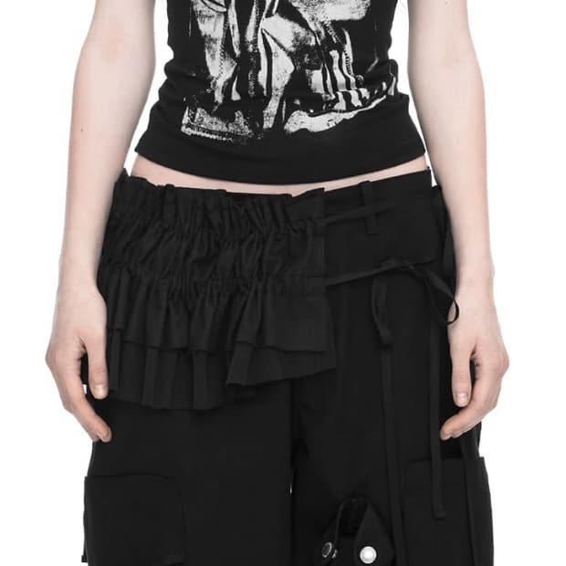 나체 nache SHIRRING LAYERED BELT BLACK