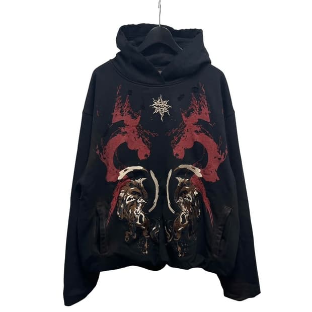 personsoul WHORSE PRINT & SUN TOTEM HOOD