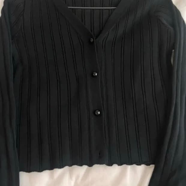 에이블리 블랙 골지 니트 가디건