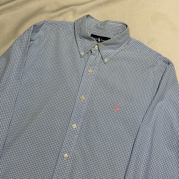 16 폴로랄프로렌 클래식 핏 스카이블루 체크 셔츠