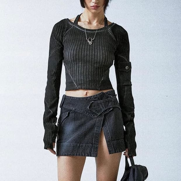 Aesynctx layered top black xs