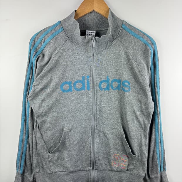 아디다스 그레이 블루 코튼 집업1703