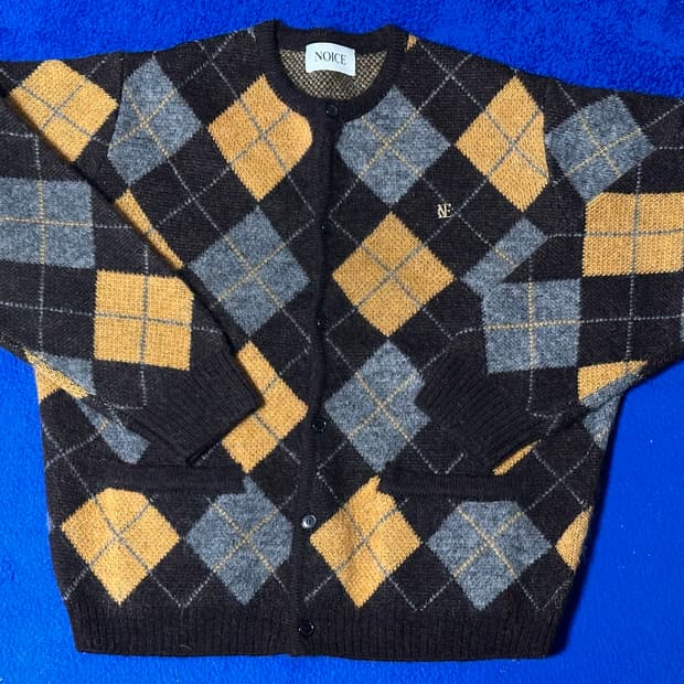 Noice 노이스 아가일 울 가디건 L