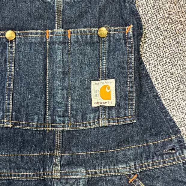 칼하트 100주년 데님 오버롤