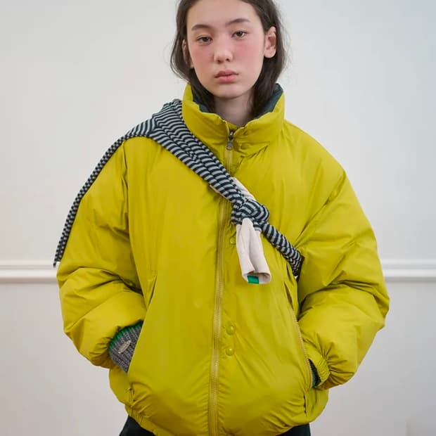 노컨텐츠 리버시블 덕다운 점퍼 (챠콜옐로우)