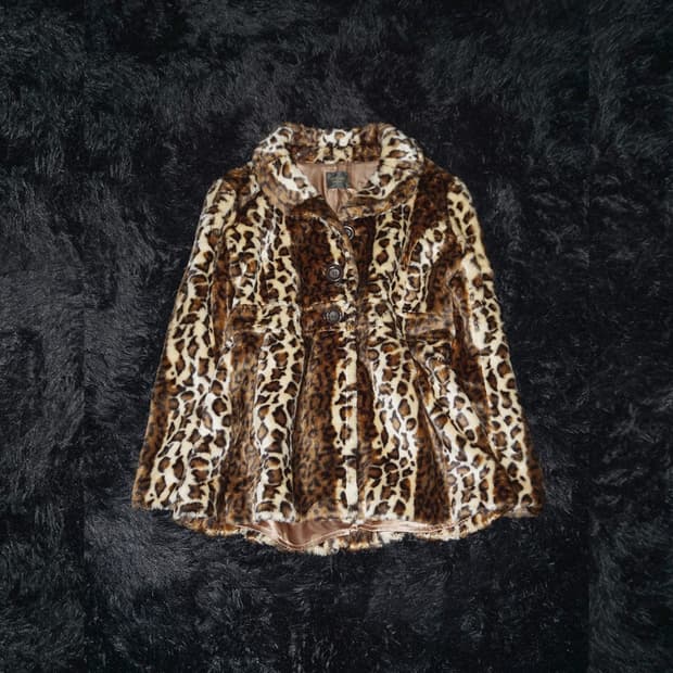 (cormflake) punk leopard fur jacket 