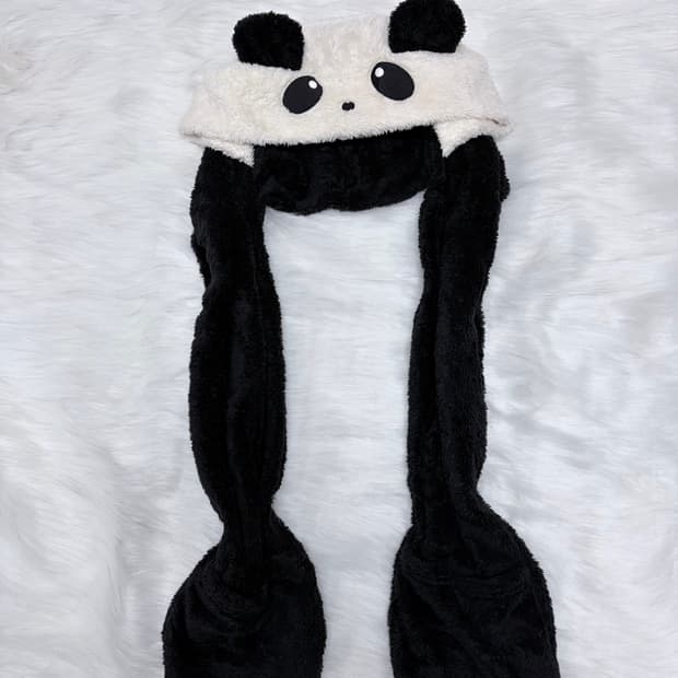 팬더 털모자 갸루 포켓 