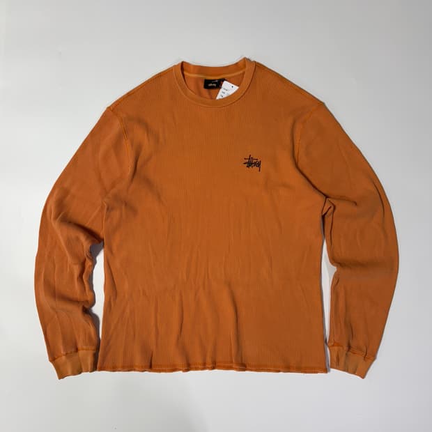 스투시 오렌지 와플 니트