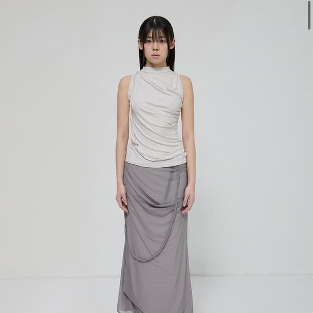 플레어업Draped Mesh Layered Long Skirt (FL-2