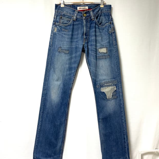 리바이스 506 패치워크 스탠다드 일자핏 데님팬츠 청바지 30 _ 중청