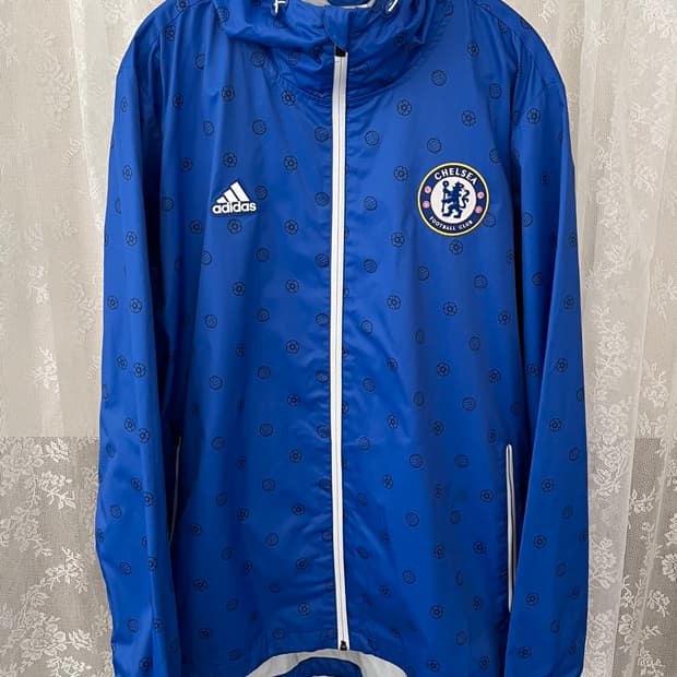 110) 아디다스 첼시 fc 후드 바람막이 자켓 블루