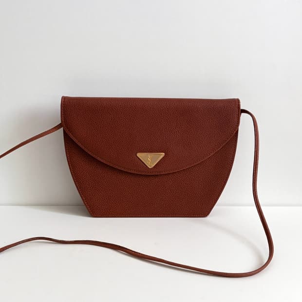 Yves Saint Laurent 입생로랑 YSL 로고 숄더백 브라운