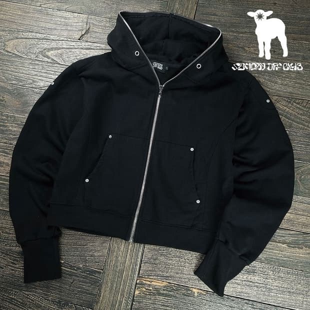 [선데이오프클럽] 풀 페이스 집업 헤비 테리 모토 크롭 후드 M20247