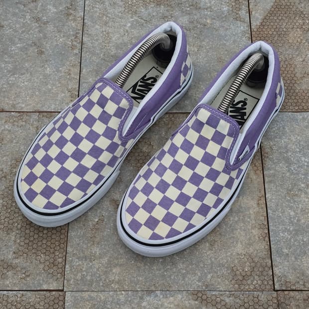 (235)반스 체커보드 슬립온 바이올렛