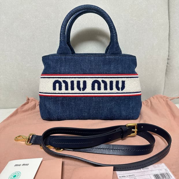 [SA급 정품] 미우미우 캔버스 데님 크로스백