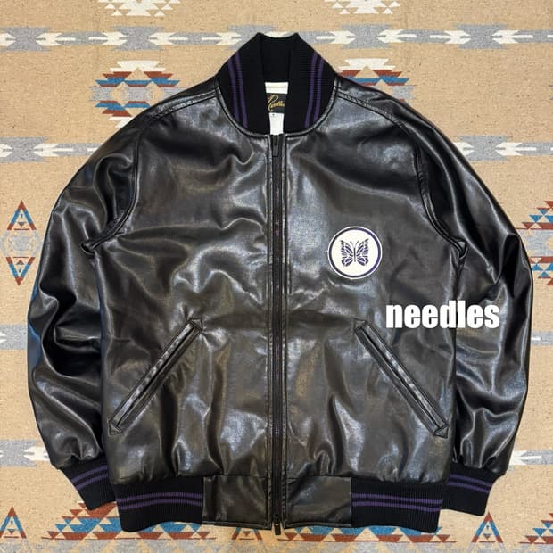 [S] 니들스 FAUX 레더 어워드 자켓 블랙