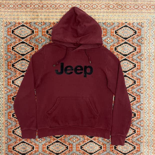 지프 스펠로고 버건디 후드티셔츠 여성L