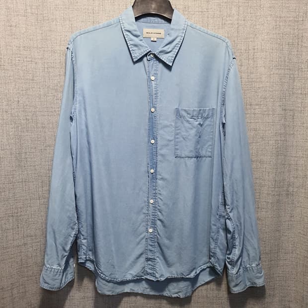 솔리드옴므 남성 레이온 데님 포켓 카라 셔츠 