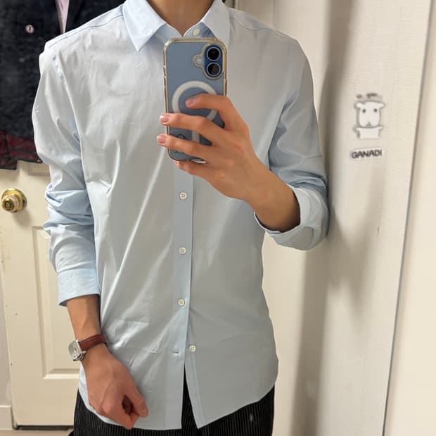 새상품급처)코스 슬림핏 포플린 셔츠 스카이 블루