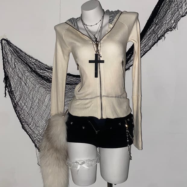 ꒰ঌ BLAST 갸루 펑크 지브라 후드집업 ໒꒱