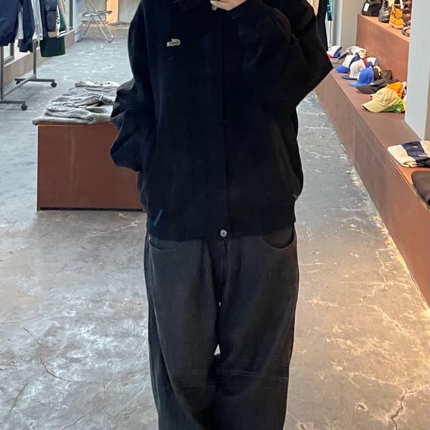 라코스테 블랙 울 봄버 블루종 자켓 H955