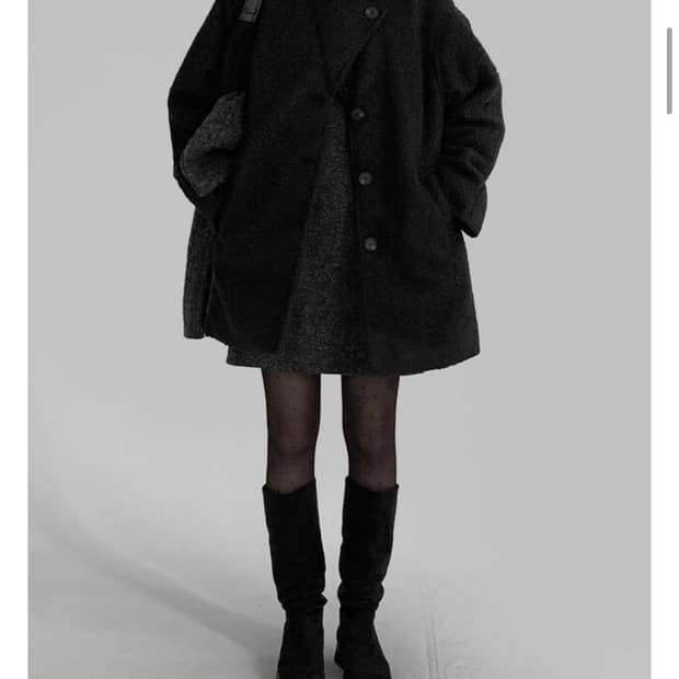 매니크 세이디 울 싱글 미디 부클코트 팔아요(블랙)