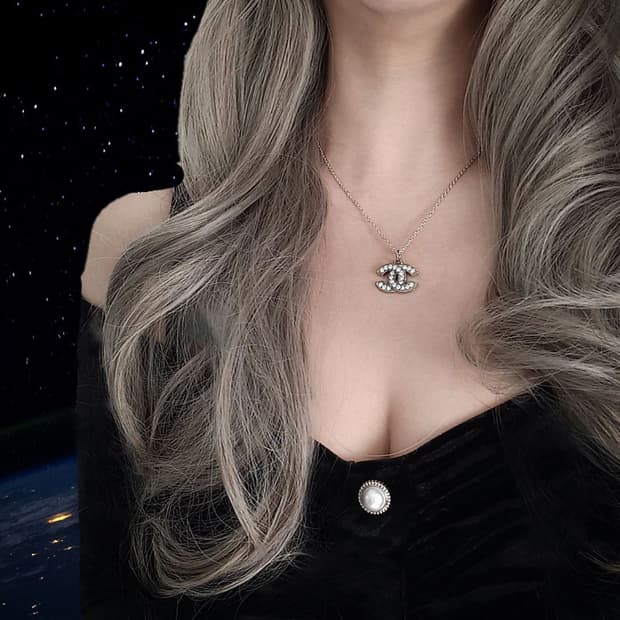[chanel] 샤넬 빈티지 정품 참단추 업사이클링 목걸이 실버스와