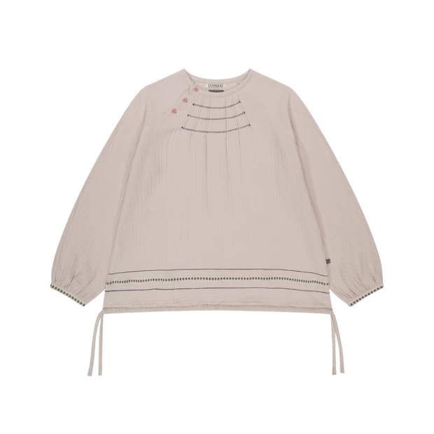 코이세이오 브라이스 지그재그 핀턱 블라우스 베이지