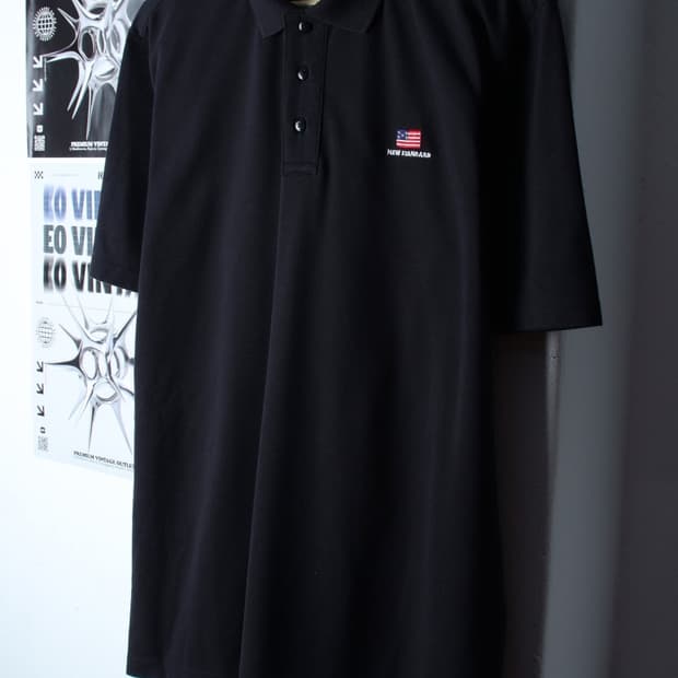 (L-XL) 펠틱스 반팔 카라 티셔츠 성조기 블랙 올드스쿨-H31372