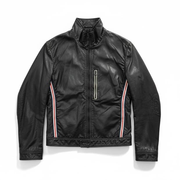 아르마니 진 블랙 라이더 가죽 자켓 50