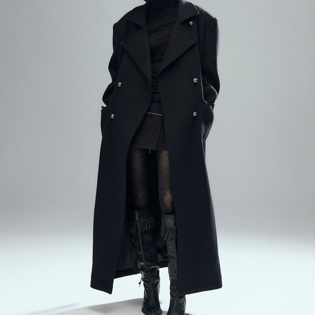 롱코트 Noir structure long wool coat