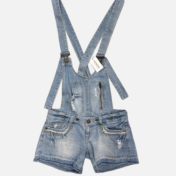 distressed detail denim overall