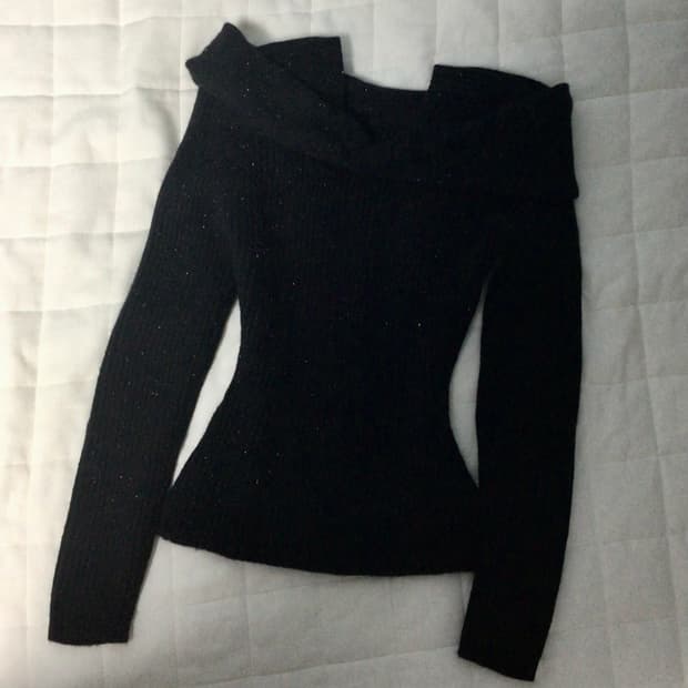 vintage glitter off shoulder knit