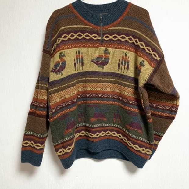 매물)스노위피크 빈티지 반집업 니트/snowy peak