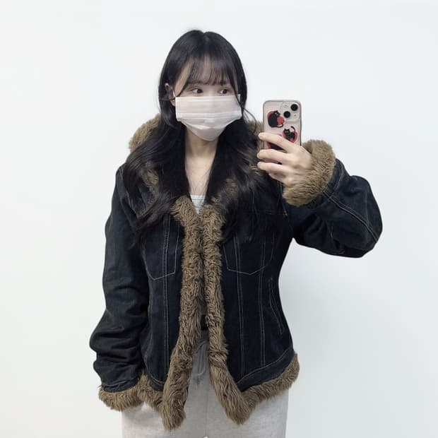 마리떼프랑소와저버 데님 양털 후드 자켓