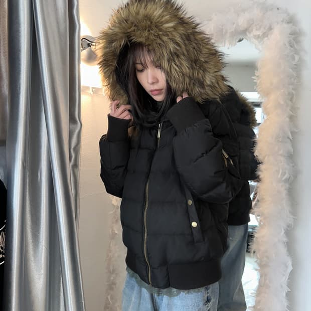 2000s 빈티지 마이클 코어스 퍼 크롭 패딩 코트