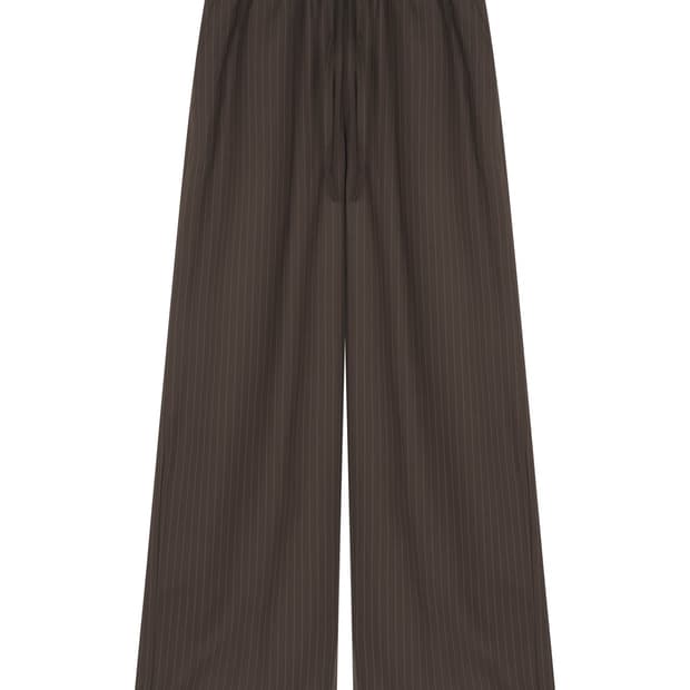 아모르샤이 Banding Pants - Stripe Brown