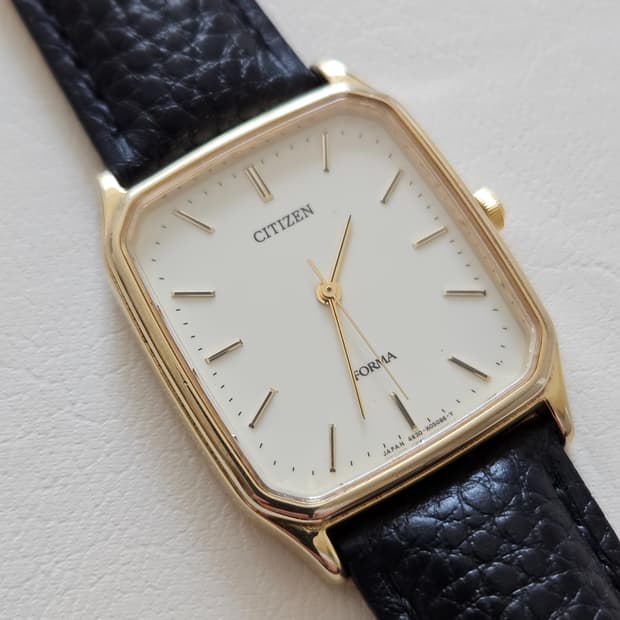 빈티지 시티즌 포르마 금장 가죽 시계