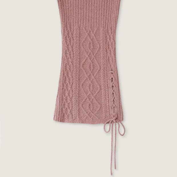 Yuse LACE UP BOUCLE KNIT TUBE TOP