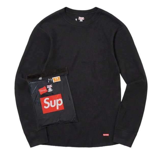 [XL] 슈프림 헤인즈 써멀 크루 블랙