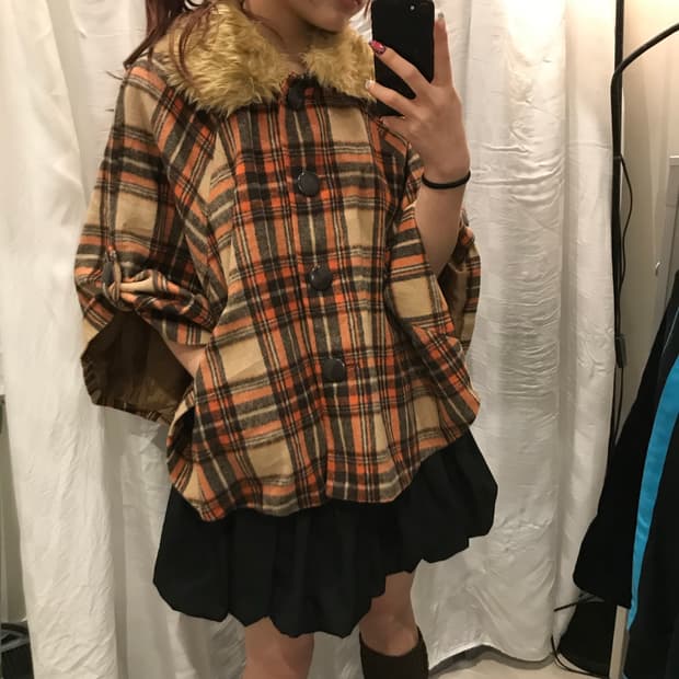 Cornflake 라떼갸루 모리걸 미소녀 퍼 케이프 판초