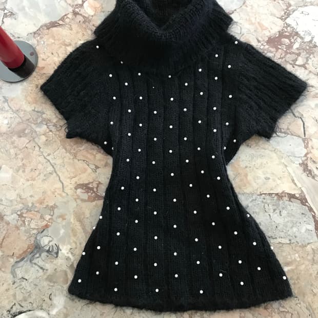 wool beaded half knit