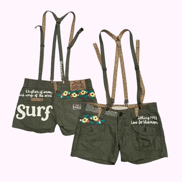 embroidery suspender sufer pants