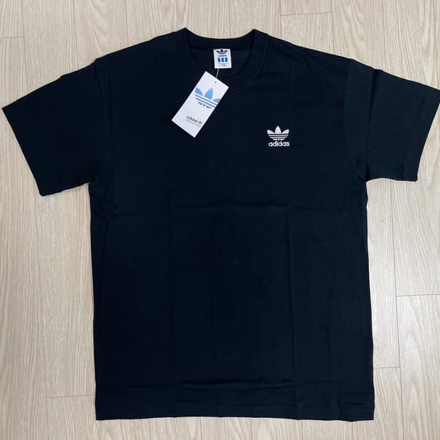 아디다스 90s 올드 로고 숏 슬리브 티셔츠 블랙 1990